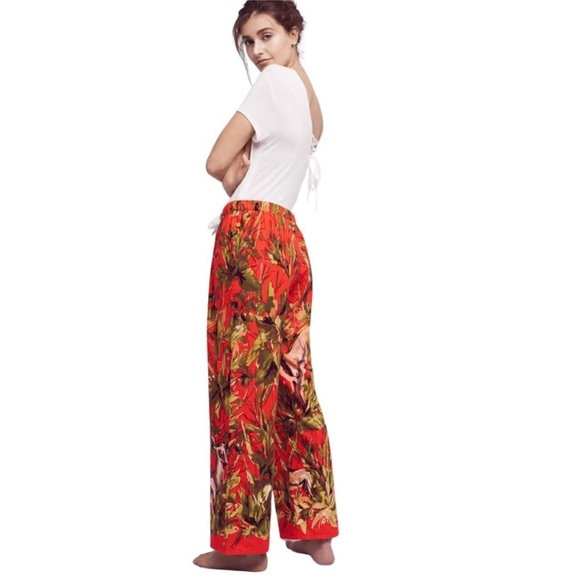 LILKA Anthropologie Doting Deer Red Green Jungle Lounge Pants - Size S - Picture 7 of 15